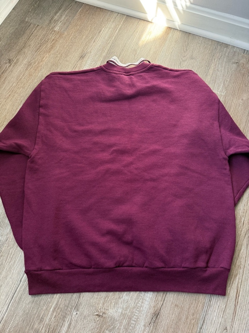 VTG JERZEES Grandma Bird Sweater Retro Cottage Core Burgundy White Size L - Picture 6 of 8